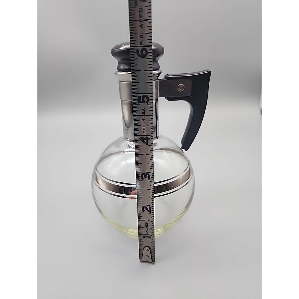 Vintage Inland Glass Silver Trim Coffee Carafe Cork Lid Dorothy Thorpe Style 6” - Picture 8 of 12